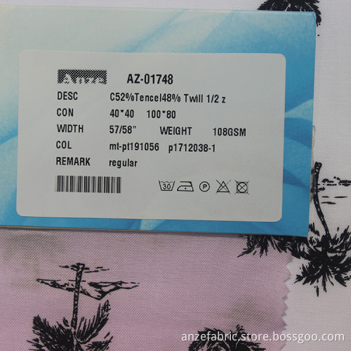 Cotton Tencel Printed Fabric for shrit